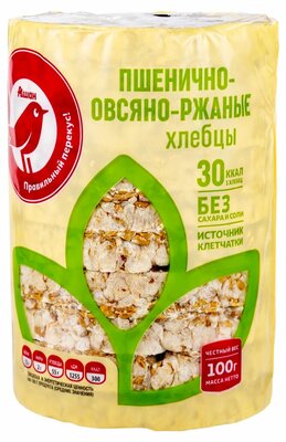 Хлебцы Ашан Красная птица пшенично-овсяно-ржаные