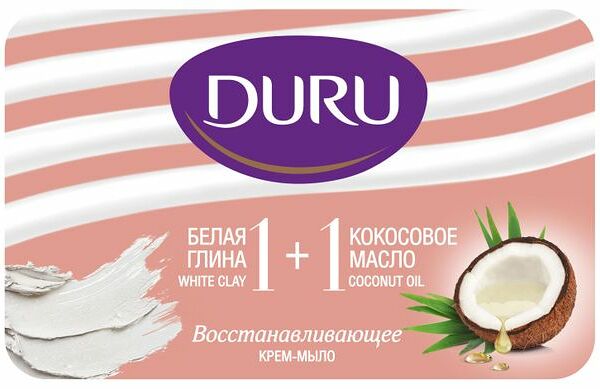 Мыло туалетное Duru 1+1 Белая Глина+Кокосовое Масло 80 г