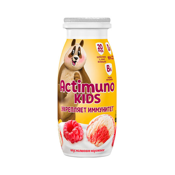 Продукт кисломол обог лактобактериями L.CASEI и вит B6 и D3 со вк малинового мароженного для пит детей дошкол и школ возраста 1,5% 95г