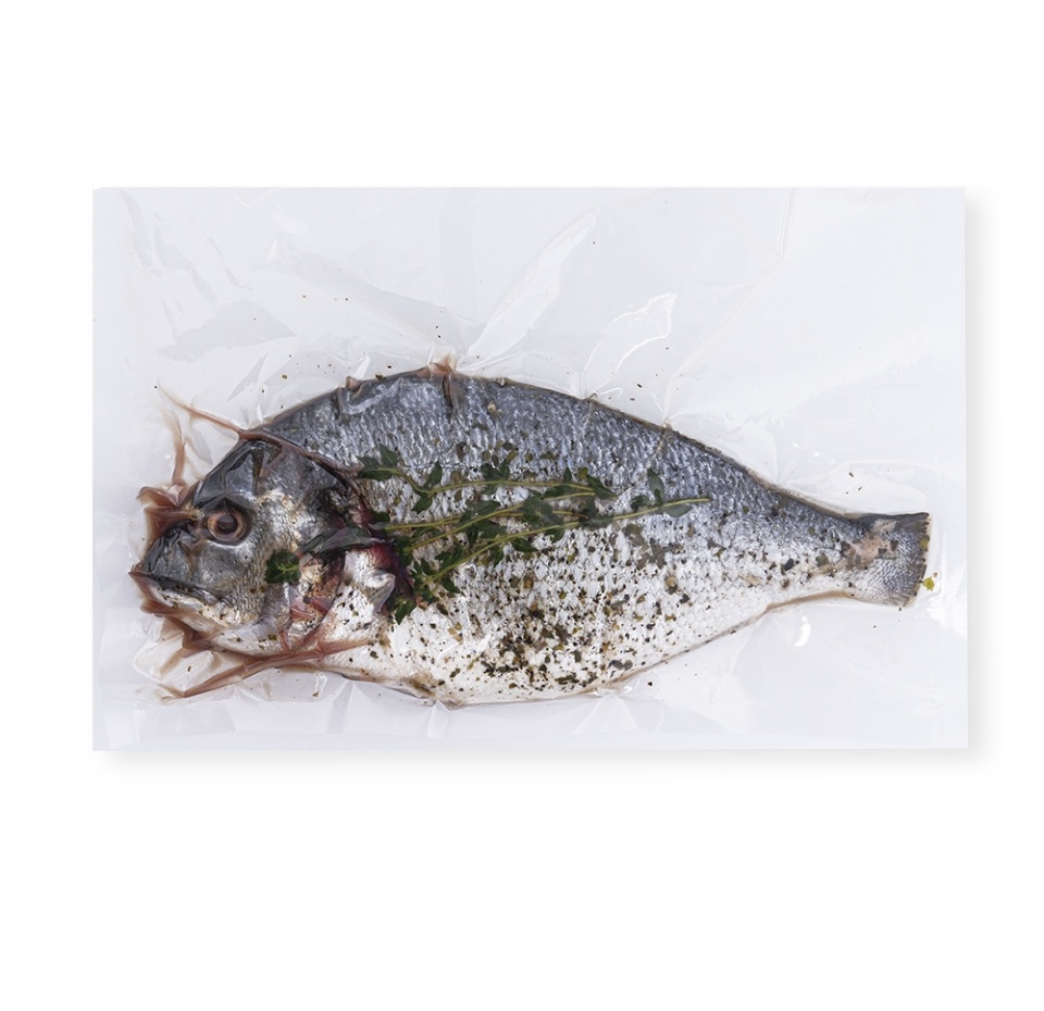 

Дорада маринованная для гриля (тушка потрошёная с головой) вес