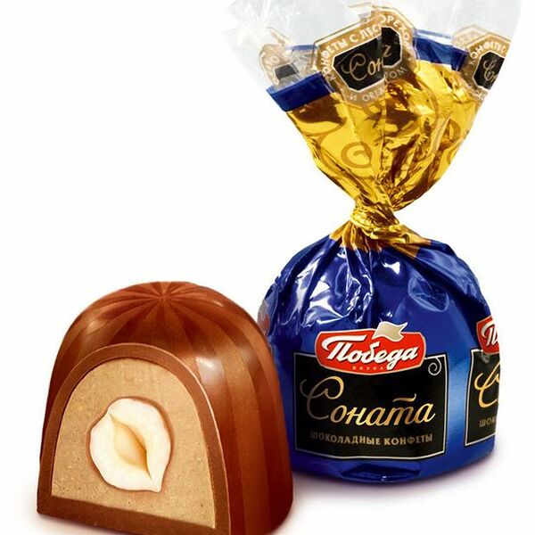 Конфеты Победа Вкуса Соната шоколадные с лесным орехом и ореховым кремом, вес