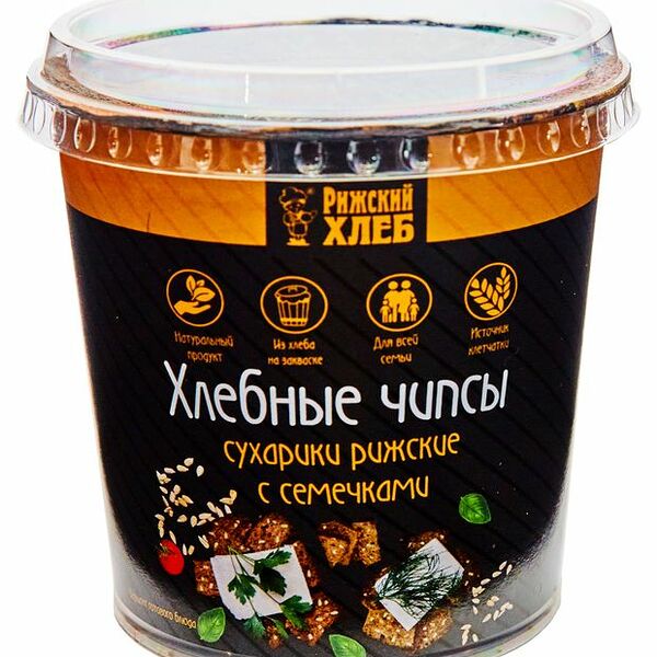 Сухарики хлебные чипсы Рижский Хлеб с семечками 50 г