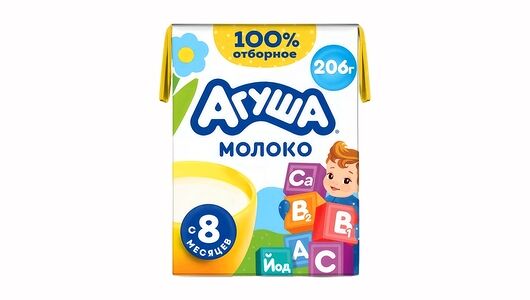 Молоко Агуша обогащенное витаминами и йодом 2.5% 200мл с 8 месяцев