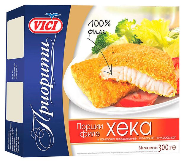 

Хек филе порции Vici в панировке замороженные 300 г