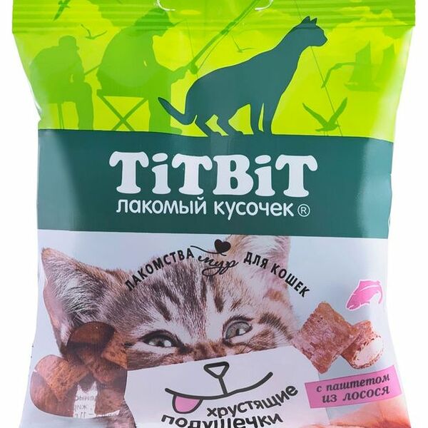 Хрустящие подушечки TiTBiT для кошек с паштетом из лосося 30 г