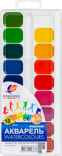 

Акварель медовая Луч Классика без кисти 18 цветов