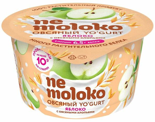 Продукт овсяный Nemoloko Yo'Gurt Яблоко с овсяными хлопьями 130 г