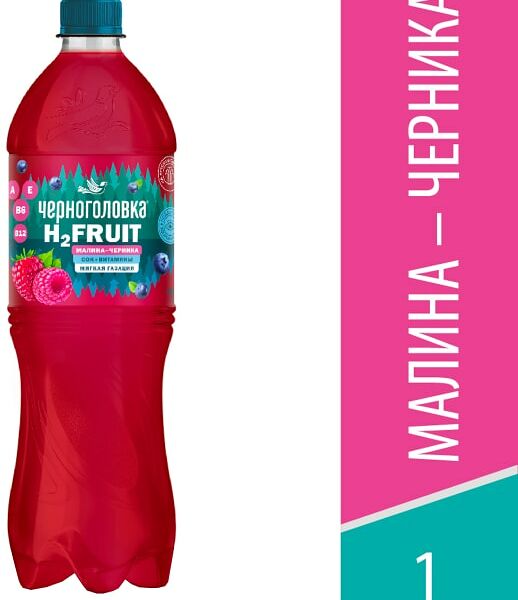 Напиток Черноголовка H2 Fruit Вода + сок Малина-Черника 1л