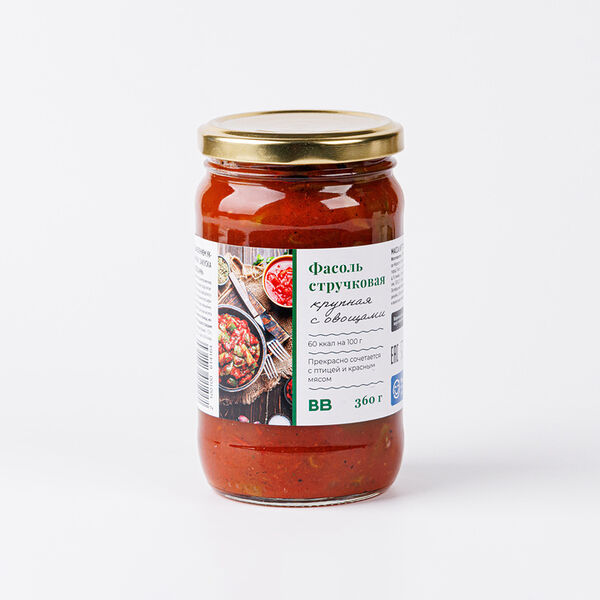 Фасоль стручковая крупная, с овощами 360 г