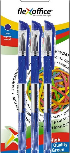 Набор ручек Flexoffice Wavy шариковые 0.7мм синяя 3шт