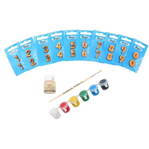 Набор пуговиц для раскрашивания №1 'Цифры от 0 до 9' (2-3см), с красками, Astra&Craft