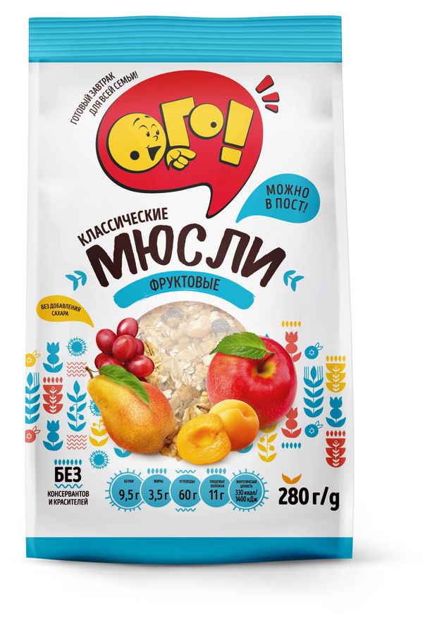 

Мюсли ОГО! Фруктовые классические, 280 г