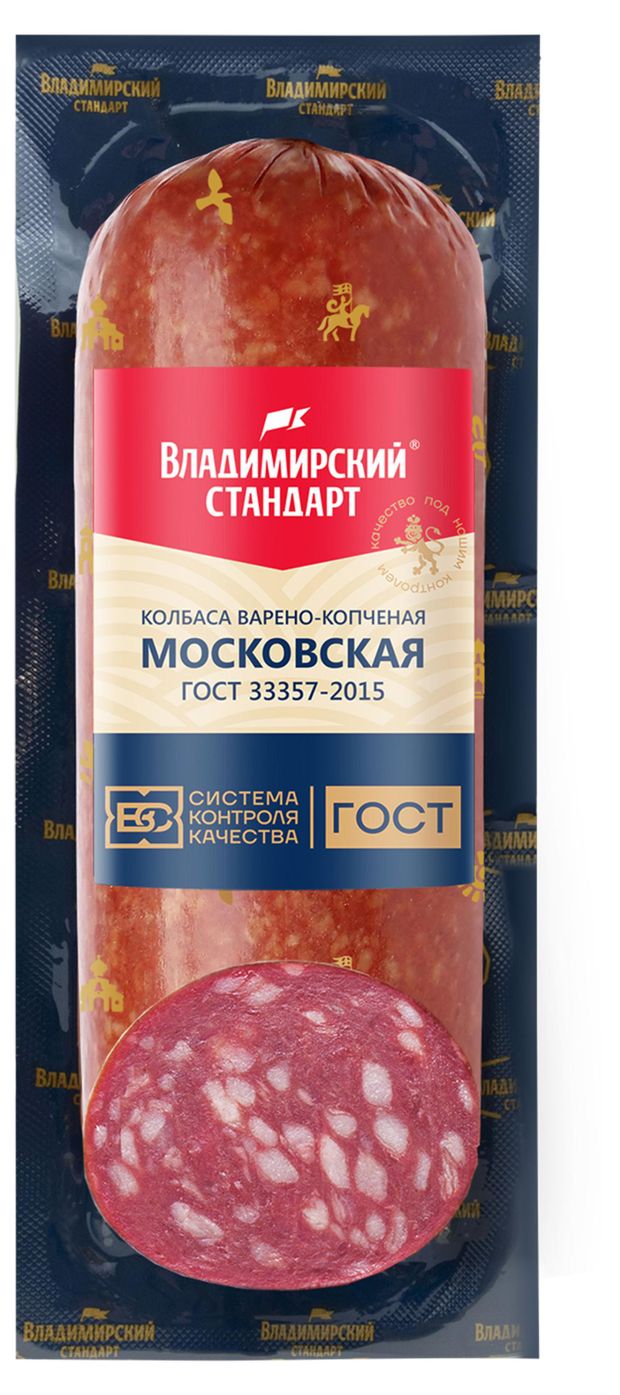 

Колбаса варено-копченая Владимирский Стандарт Московская 350 г
