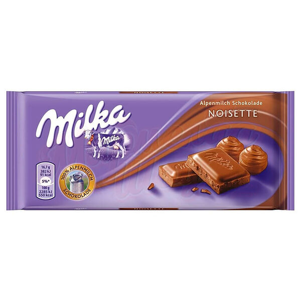 Плитка Milka Noisette молочный шоколад с ореховым кремом и фундуком, 100г