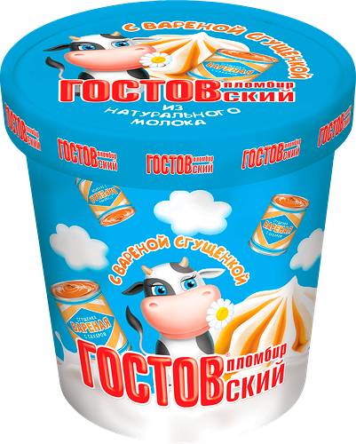 Мороженое ГОСТОВСКИЙ Пломбир ванильный с вареной сгущенкой, без змж, ведерко, 350г