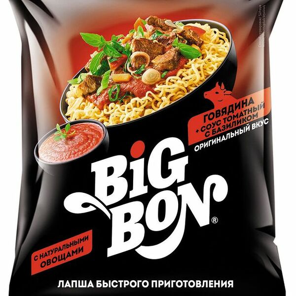 Лапша быстрого приготовления BigBon говядина в соусе томат базилик 75 г