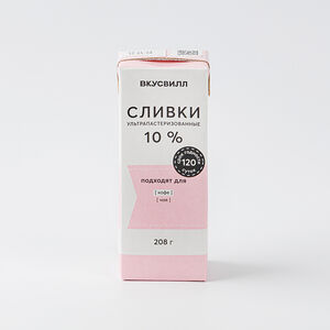 Сливки ультрапастеризованные 10%, 205 г