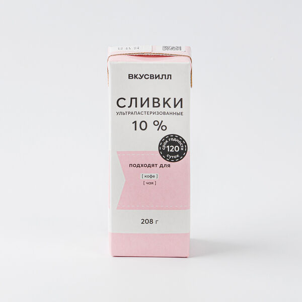 Сливки ультрапастеризованные 10%, 205 г
