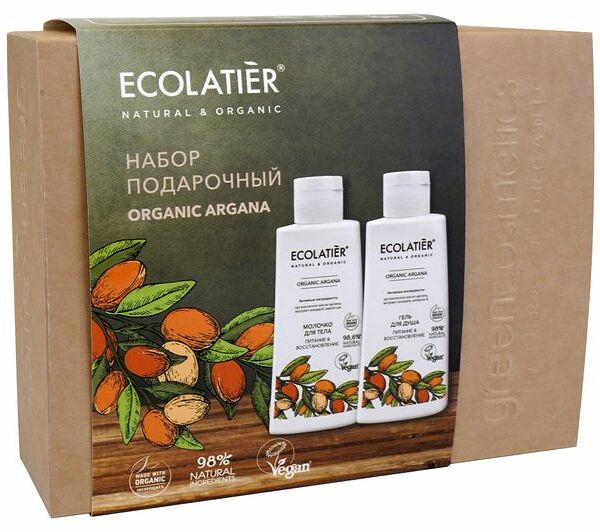 Набор подарочный Ecolatier: Гель для душа 150 мл + Молочко Organic Argana 150 мл