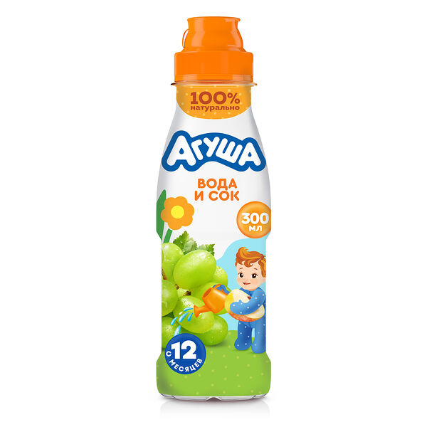 Напиток Агуша вода с соком Яблоко-Виноград, с 12 месяцев, 0.3 л
