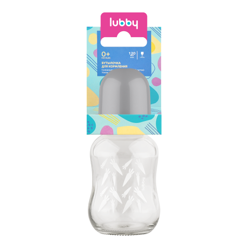 

Бутылочка Lubby стеклянная с силиконовой соской от 0 месяцев арт. 16032 120 мл