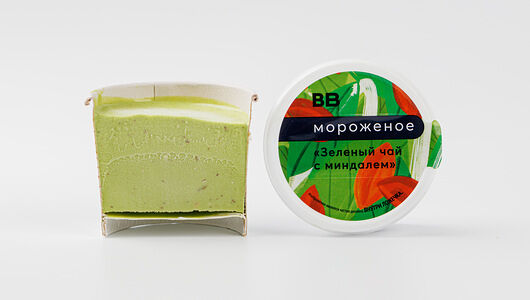 Мороженое Вкусвилл Зеленый чай с миндалем, 75г