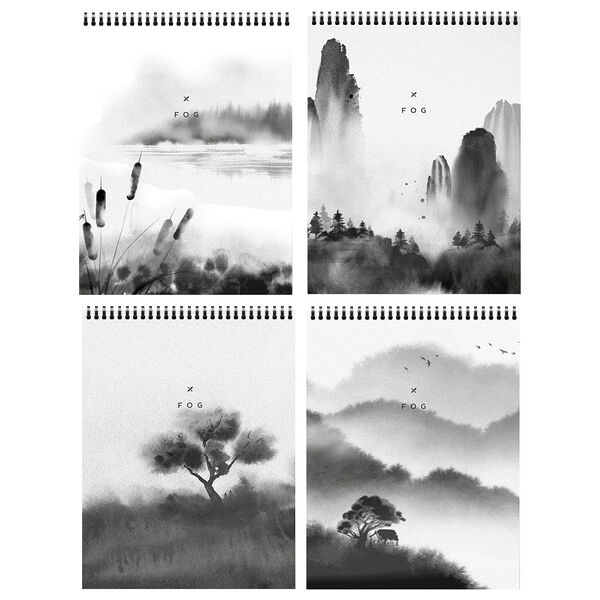 Блокнот А5 60 л. в точку LOREX SILENT LANDSCAPE греб. мел. карт. soft touch, 1 шт в ассортименте