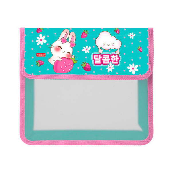 Папка для тетрадей Пластиковая А5ф Hatber 2 отделения 240х205х75мм на липучке-Зайки на пол AMp_06055