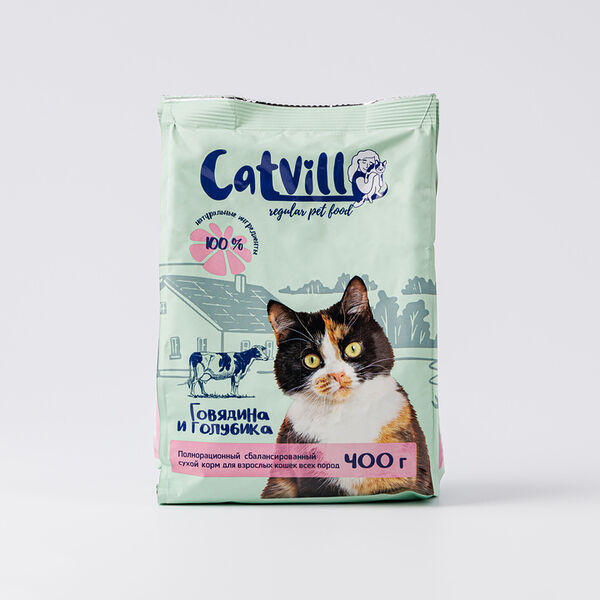 Корм сухой для кошек VILL Говядина с голубикой, 400г