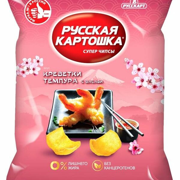 Чипсы Русская картошка картофельные со вкусом креветки темпура с васаби 105 г