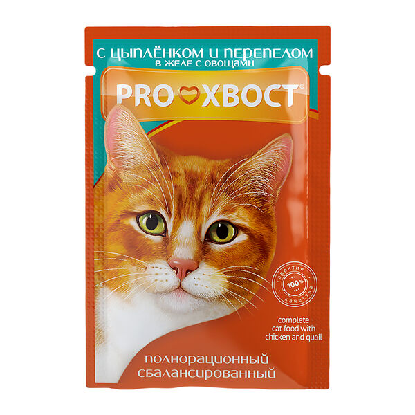 Консервированный корм для кошек «ProХвост», с цыпленком и перепелом