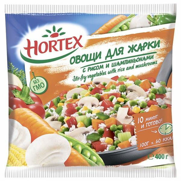 Замороженные овощи для жарки с рисом и шампиньонами