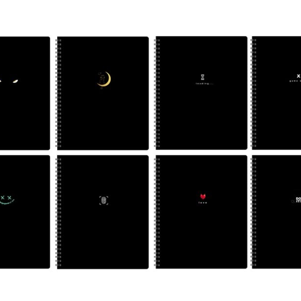 Тетрадь BG In black 80 листов А5, в клетку на гребне выборочный лак, двойная обложка, Арт. 350656, в ассортименте