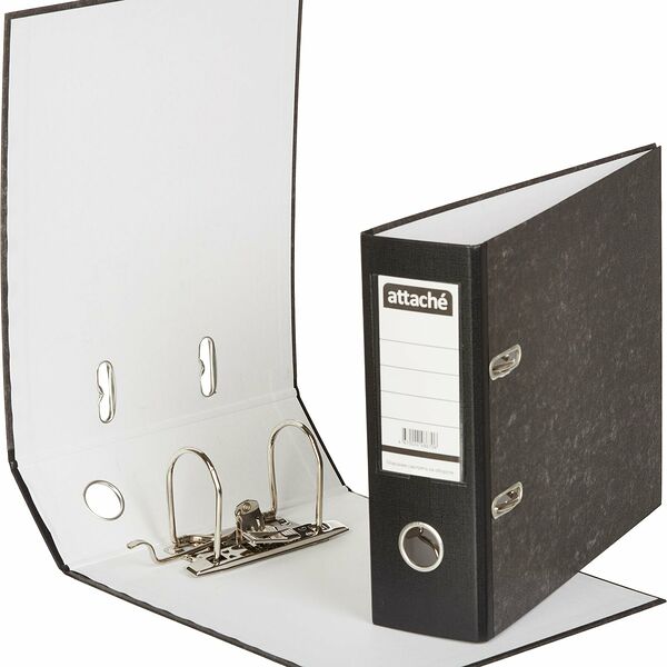 Папка-регистратор ATTACHE, формат A5,гориз,75мм,мрам,черн, бум./бум.,карм.к