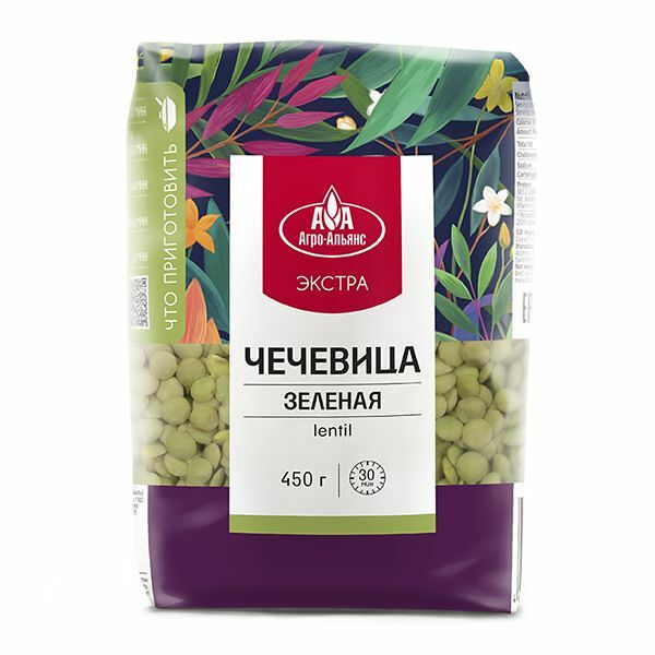 Чечевица Агро-Альянс Экстра элитная зеленая 450 г