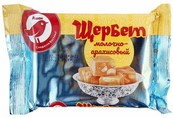 Щербет Ашан Красная птица молочно-арахисовый