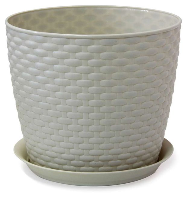 

Кашпо Idea Ротанг с поддоном 21 см белый