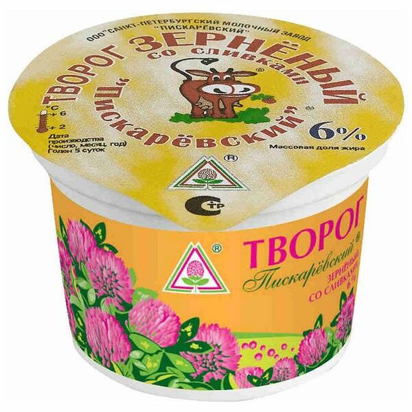 Творог зерненый со сливками 6% Пискаревский, 200 г