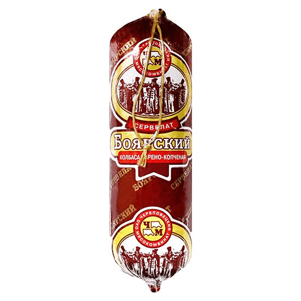 Колбаса варено-копченая Череповецкий мясокомбинат Сервелат Боярский, вес