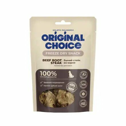 Лакомство Organic Choice бычий стейк из корня для собак, 55г