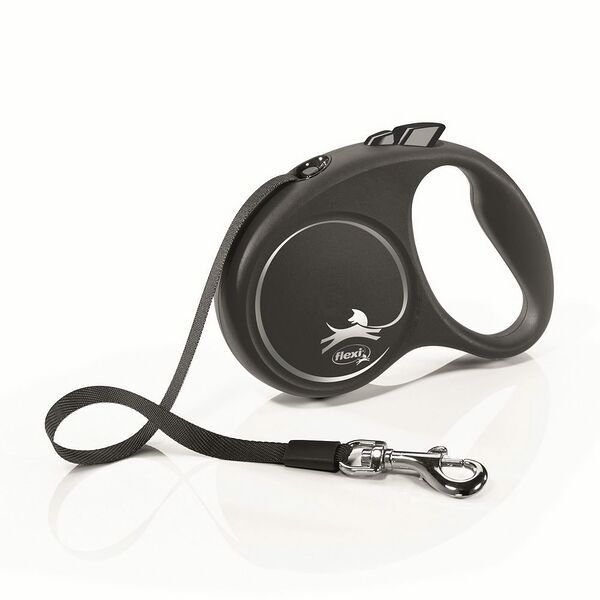 Flexi рулетка Black Design S до 15 кг (5 м лента) Серебряный