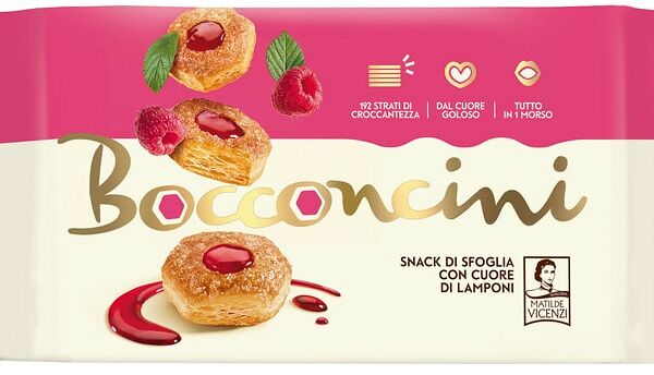 Пирожные Vicenzi слоеные Бокончини с малиновой начинкой 90г