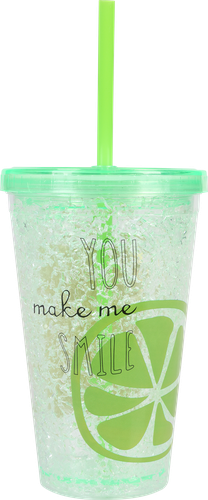 

Стакан Homeclub Fruits, с двойными стенками и трубочкой