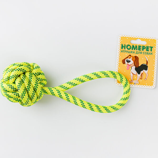 HOMEPET SEASIDE Игрушка для собак Узел из каната с петлей желто-синий 21см/7см
