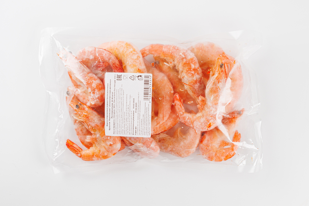 

Креветки белоногие "Королевские" в/м 20/40, 500 г(Продукт замороженный)