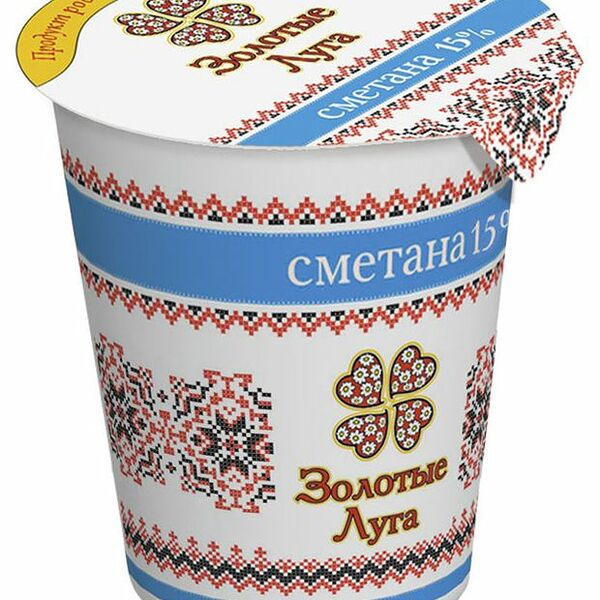 Сметана Золотые Луга 15% 350 г