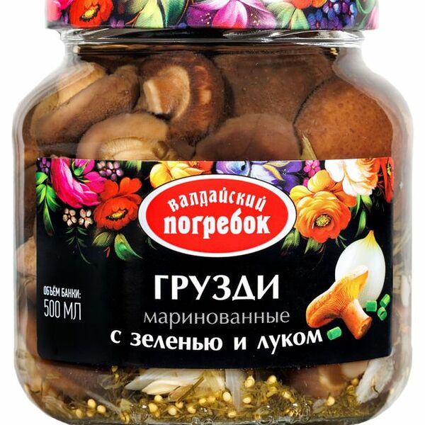 Грузди маринованные Валдайский Погребок с зеленью и луком