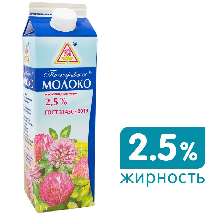 

Молоко пастеризованное Пискаревский Молочный Завод 2.5% 1 л