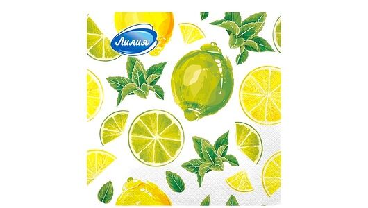 Салфетки бумажные Лилия Мохито 2-слойные 33х33