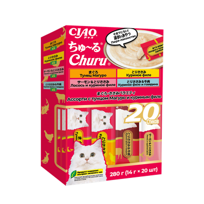 Лакомство-пюре для кошек Inaba Ciao Чуру (Churu) ассорти 20 шт. x 14 г